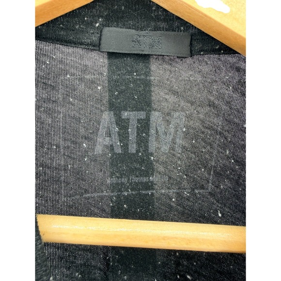 ATM Black Speckled Muscle Tee Maxi Dress Side Slits Pocket Casual Relaxed Travel - Picture 8 of 10